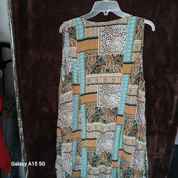 Cato Long, multi print, open front, sleeveless cardigan XL - Picture 2 of 6